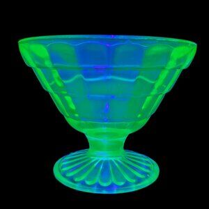 Vintage Uranium Depression Glass Green Collectible Bar Glass